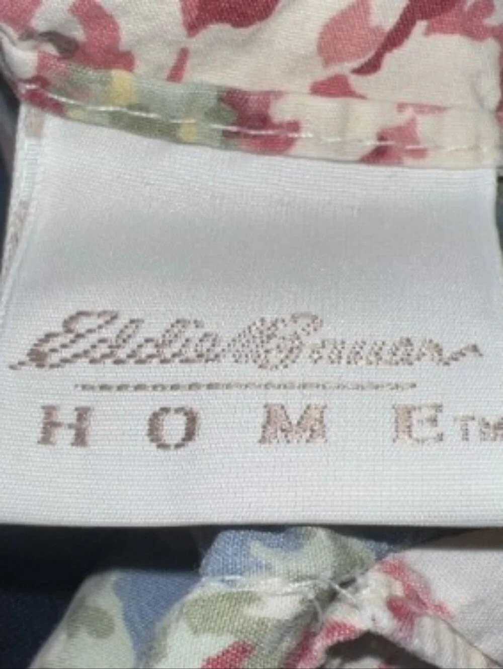 Vintage Eddie Bauer Shabby Chic Blue Floral Bedding Set with Pink & Cream Roses